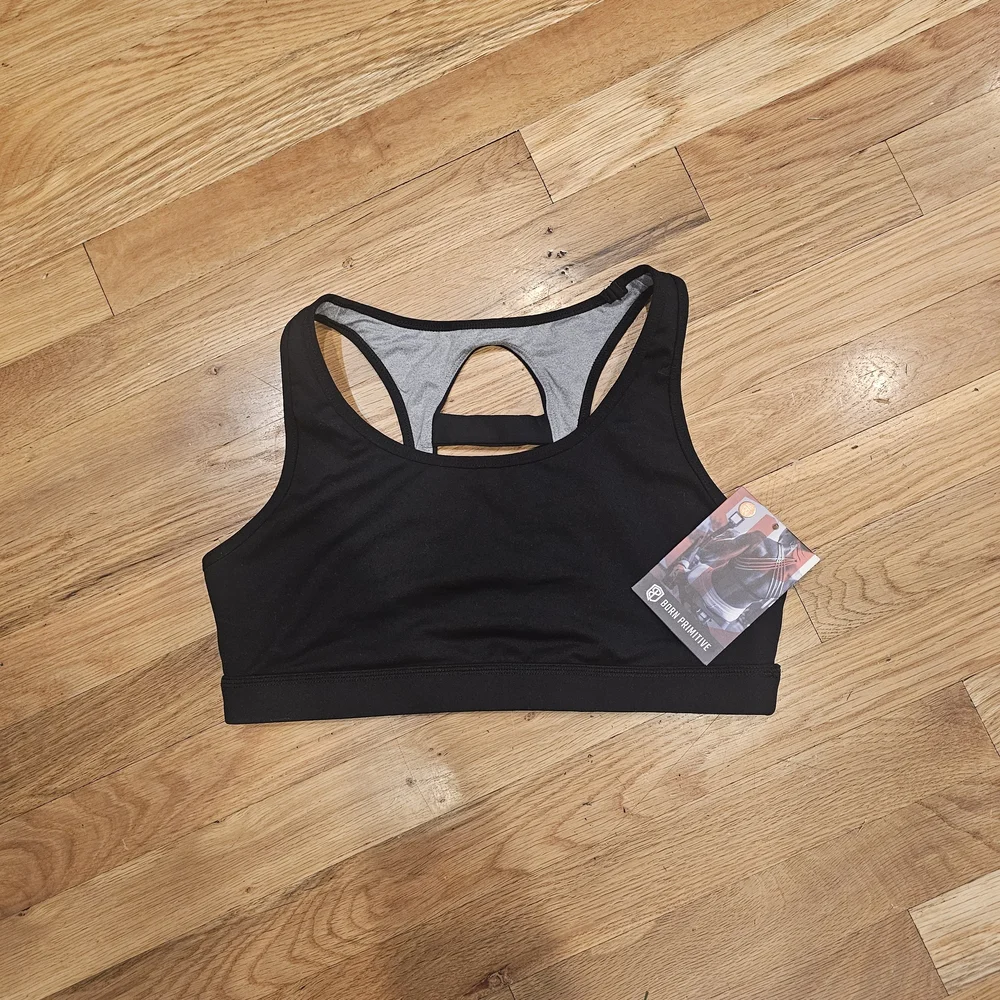 Born Primitive Black Racerback Sports Bra with Grey Lining - Picture 1 of 4